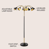 Vivian 61" 10-Light Mid-Century Modern Iron Medusa Multi Head LED Floor Lamp - JONATHAN Y