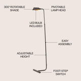 Cotys 66" MidCentury Industrial Metal Adjustable Pharmacy LED Floor Lamp - JONATHAN Y