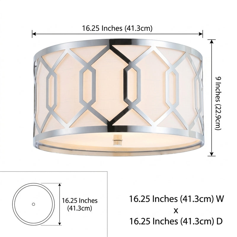 Hex Metal LED Flush Mount Chrome / 3 Sockets – DIM