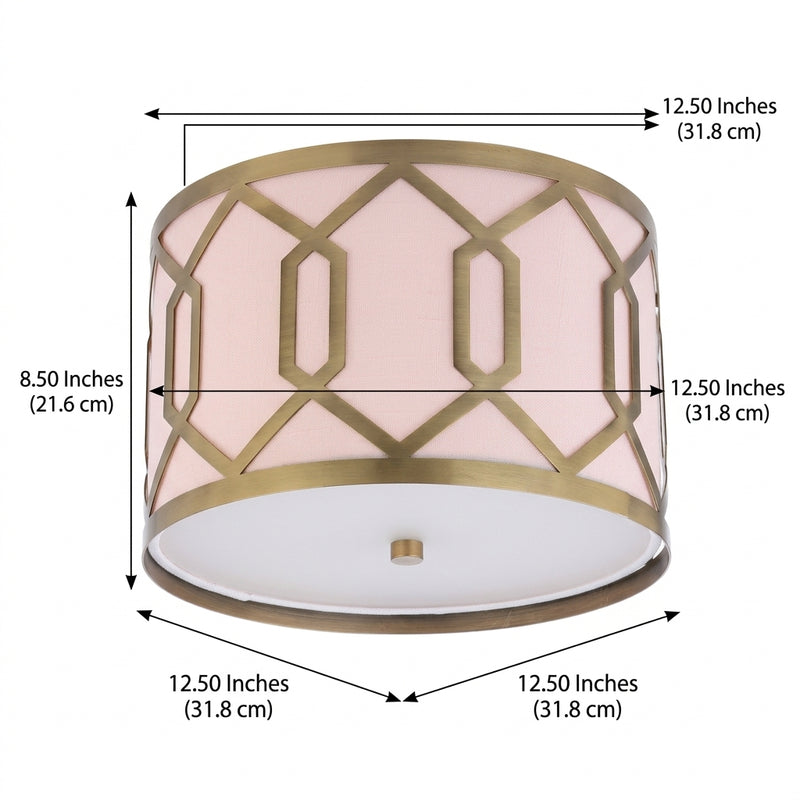 Hex Metal LED Flush Mount Brass Gold / 2 Sockets – DIM