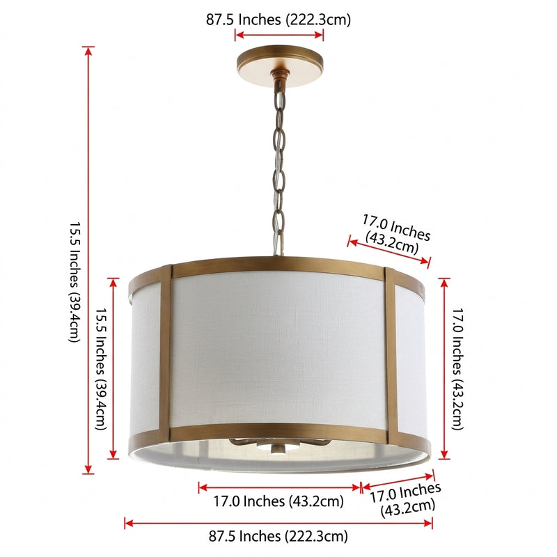 Thatcher 17" Metal LED Pendant Light Gold/White – DIM