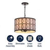 Loop  16" Metal LED Pendant Oil Rubbed Bronze / 3 Sockets – ICONS