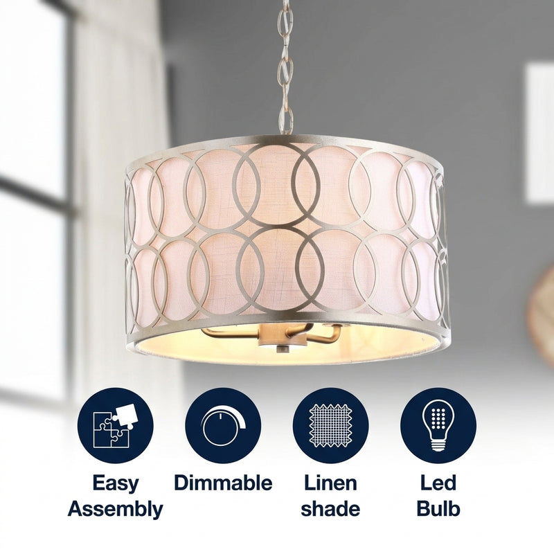 Loop  16" Metal LED Pendant Soft Gold / 3 Sockets – ICONS