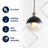 Nixon 7.5" Adjustable Drop Globe Metal/Glass LED Pendant