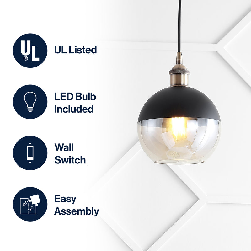 Nixon 7.5" Adjustable Drop Globe Metal/Glass LED Pendant