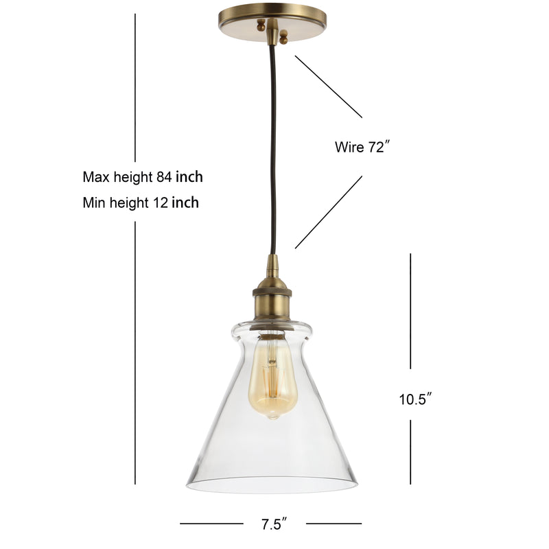 Goldwater 7.5" Adjustable Drop Metal/Glass LED Pendant - JONATHAN Y