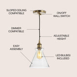 Goldwater 7.5" Adjustable Drop Metal/Glass LED Pendant - JONATHAN Y