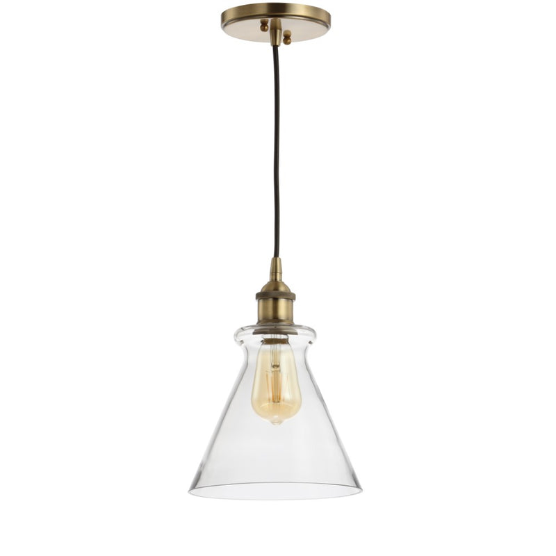 Goldwater 7.5" Adjustable Drop Metal/Glass LED Pendant - JONATHAN Y