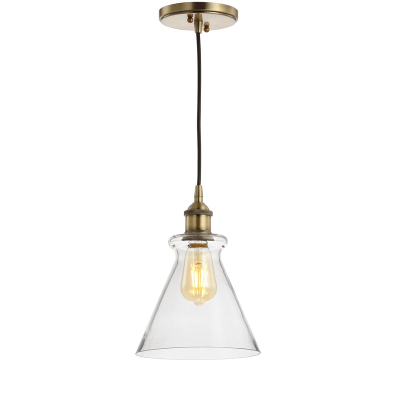Goldwater 7.5" Adjustable Drop Metal/Glass LED Pendant - JONATHAN Y