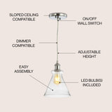 Goldwater 7.5" Adjustable Drop Metal/Glass LED Pendant - JONATHAN Y