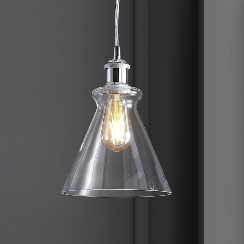 Goldwater 7.5" Adjustable Drop Metal/Glass LED Pendant - JONATHAN Y