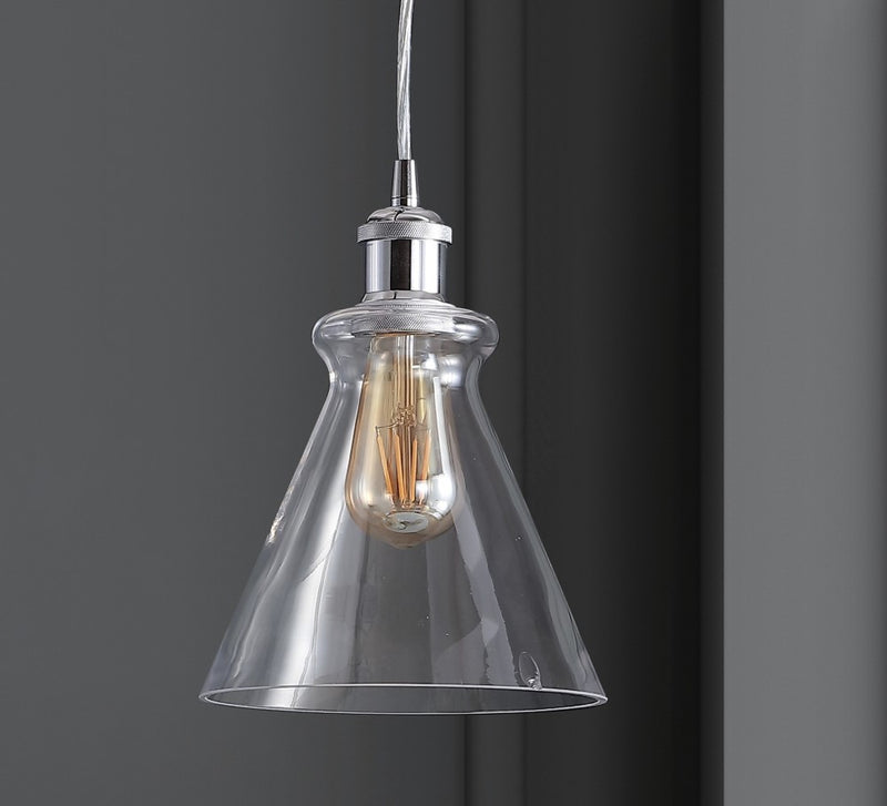 Goldwater 7.5" Adjustable Drop Metal/Glass LED Pendant - JONATHAN Y