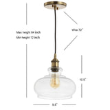 Wyatt 9.5" Adjustable Drop Pharmacy Metal/Glass LED Pendant - JONATHAN Y