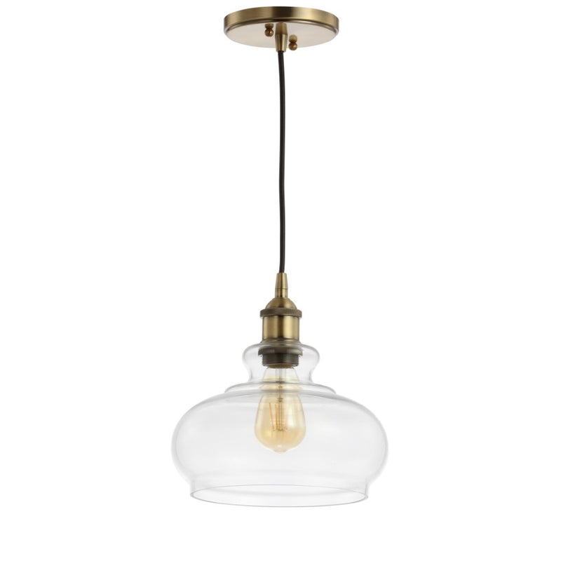 Wyatt 9.5" Adjustable Drop Pharmacy Metal/Glass LED Pendant - JONATHAN Y