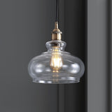 Wyatt 9.5" Adjustable Drop Pharmacy Metal/Glass LED Pendant - JONATHAN Y