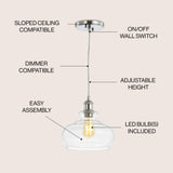 Wyatt 9.5" Adjustable Drop Pharmacy Metal/Glass LED Pendant - JONATHAN Y