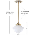 Kurtz School House Adjustable Drop Metal/Glass LED Pendant - JONATHAN Y