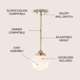 Kurtz School House Adjustable Drop Metal/Glass LED Pendant