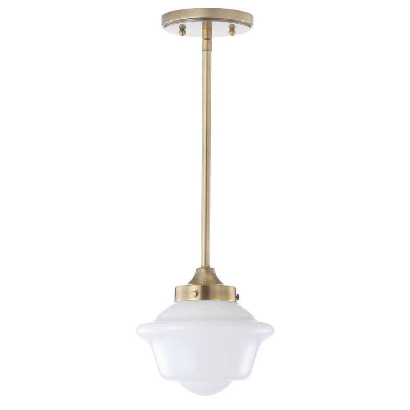 Kurtz School House Adjustable Drop Metal/Glass LED Pendant - JONATHAN Y