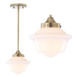 Kurtz School House Adjustable Drop Metal/Glass LED Pendant - JONATHAN Y