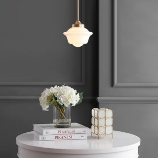 Kurtz School House Adjustable Drop Metal/Glass LED Pendant - JONATHAN Y