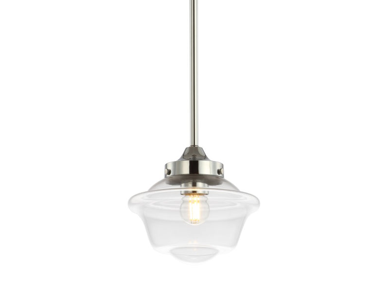 Kurtz School House Adjustable Drop Metal/Glass LED Pendant - JONATHAN Y
