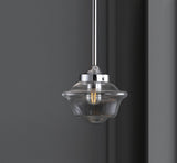 Kurtz School House Adjustable Drop Metal/Glass LED Pendant - JONATHAN Y