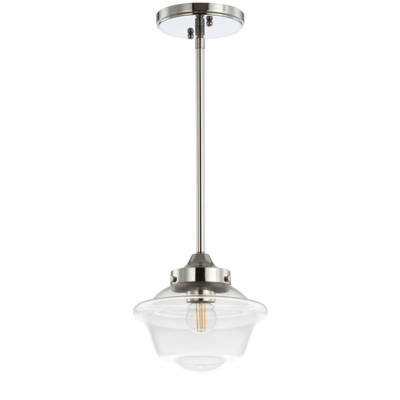 Kurtz School House Adjustable Drop Metal/Glass LED Pendant - JONATHAN Y