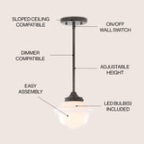 Kurtz School House Adjustable Drop Metal/Glass LED Pendant