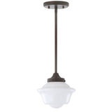 Kurtz School House Adjustable Drop Metal/Glass LED Pendant - JONATHAN Y