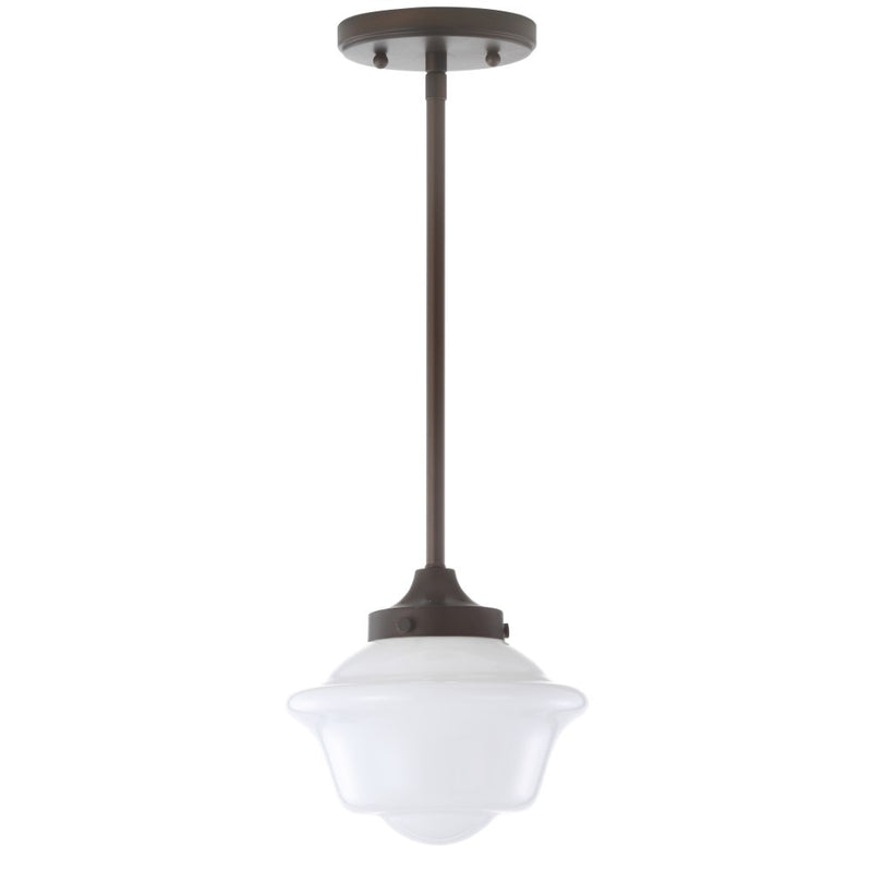 Kurtz School House Adjustable Drop Metal/Glass LED Pendant - JONATHAN Y