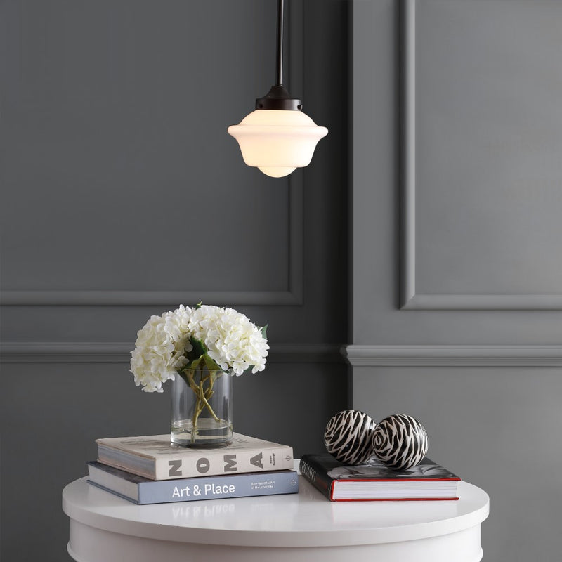 Kurtz School House Adjustable Drop Metal/Glass LED Pendant