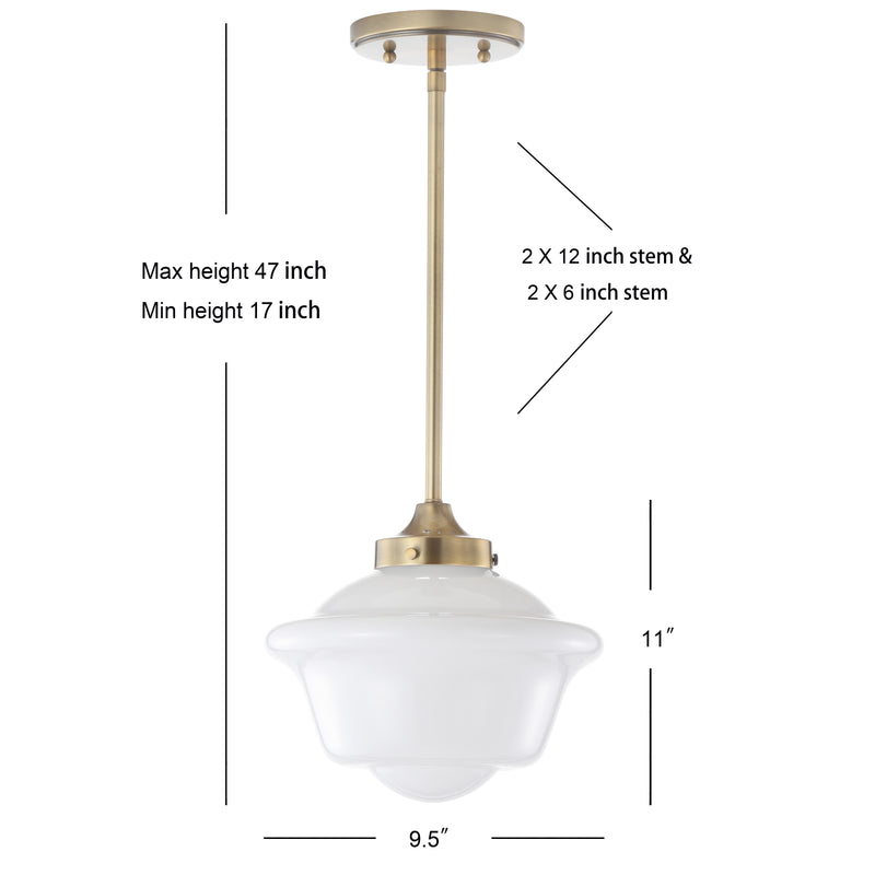 Kurtz School House Adjustable Drop Metal/Glass LED Pendant