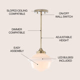 Kurtz School House Adjustable Drop Metal/Glass LED Pendant