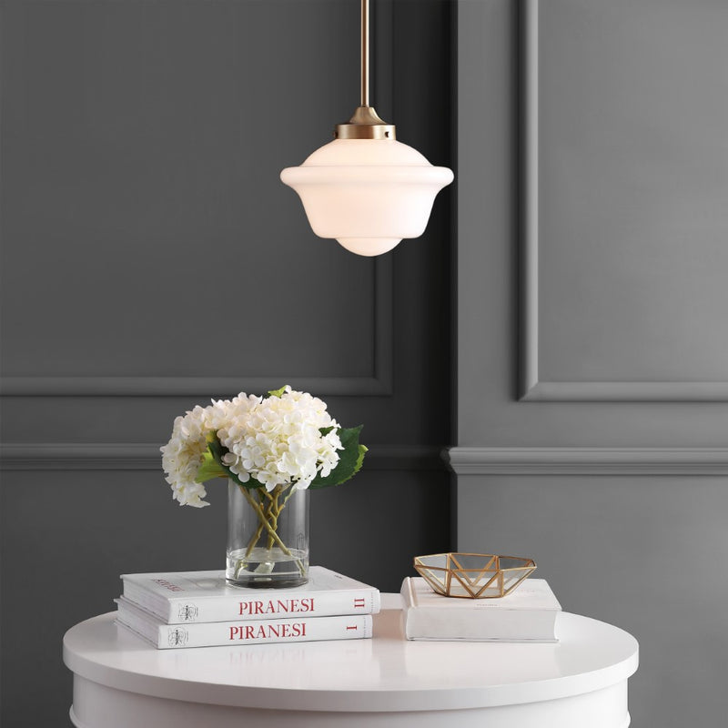 Kurtz School House Adjustable Drop Metal/Glass LED Pendant