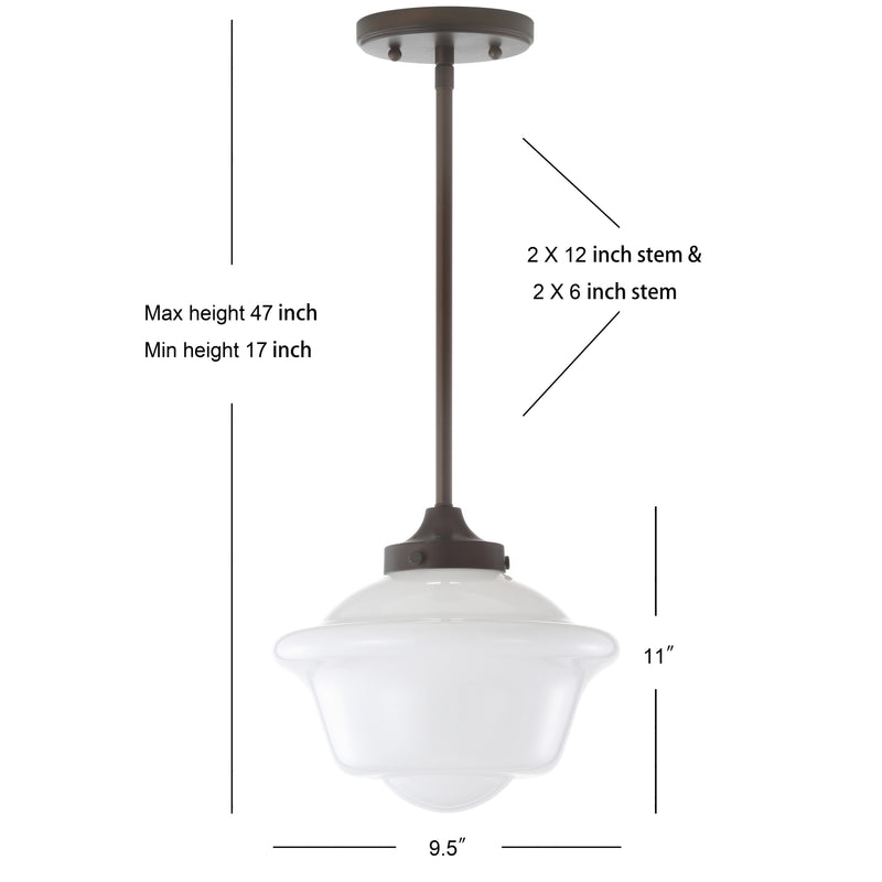 Kurtz School House Adjustable Drop Metal/Glass LED Pendant
