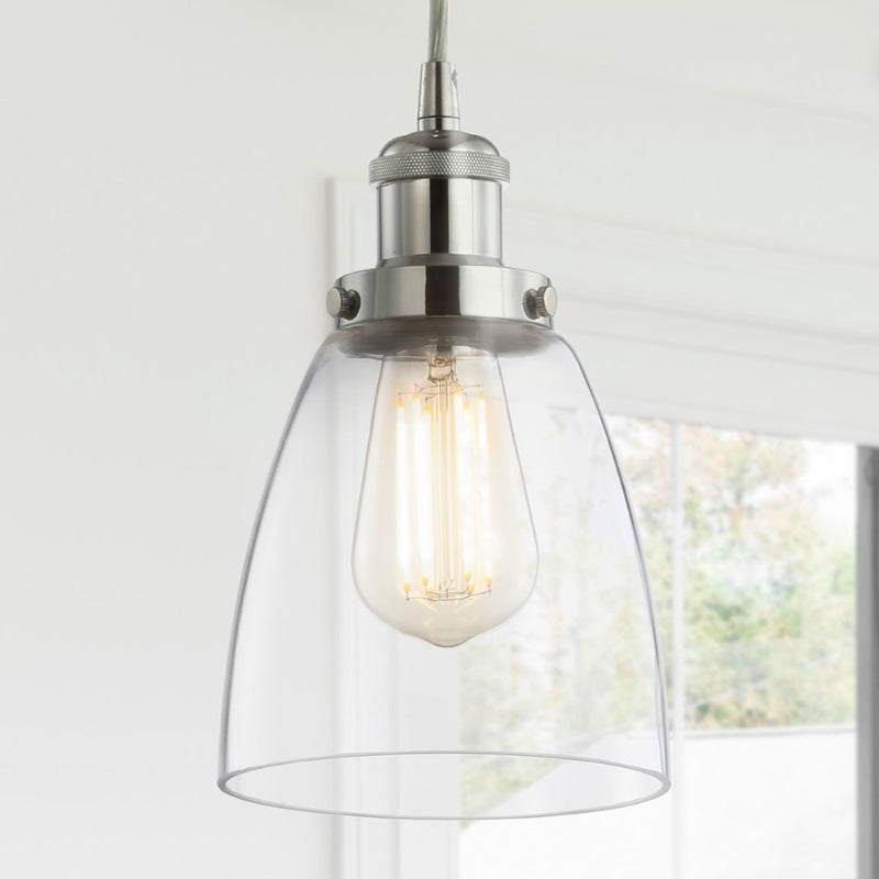 Cleo 5.5" Adjustable Metal/Glass LED Pendant - JONATHAN Y