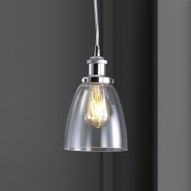 Cleo 5.5" Adjustable Metal/Glass LED Pendant - JONATHAN Y