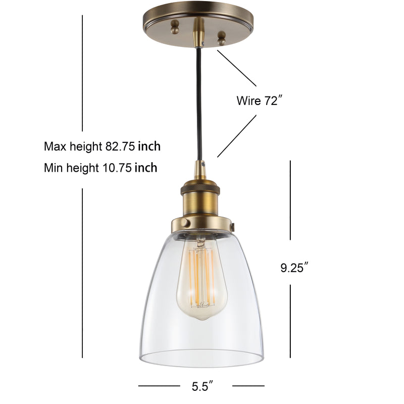 Cleo 5.5" Adjustable Metal/Glass LED Pendant - JONATHAN Y