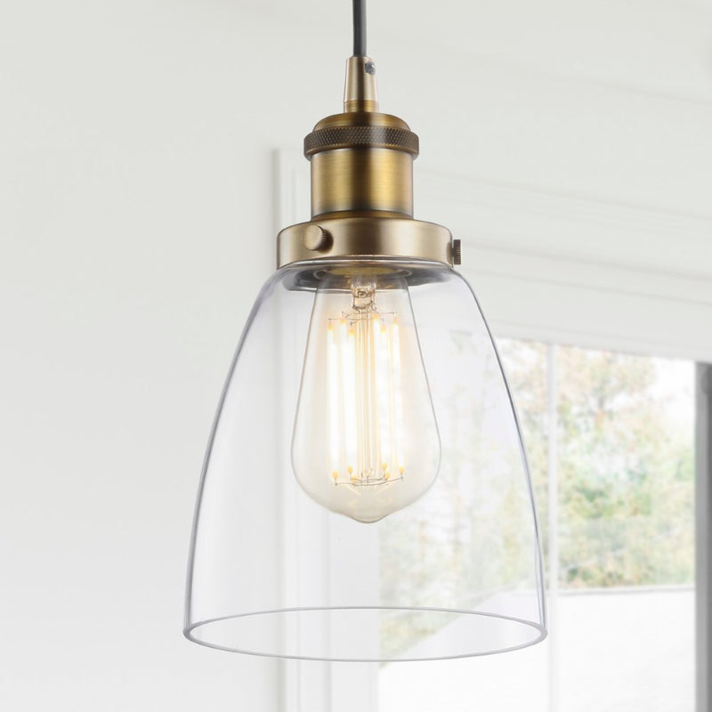 Cleo 5.5" Adjustable Metal/Glass LED Pendant - JONATHAN Y