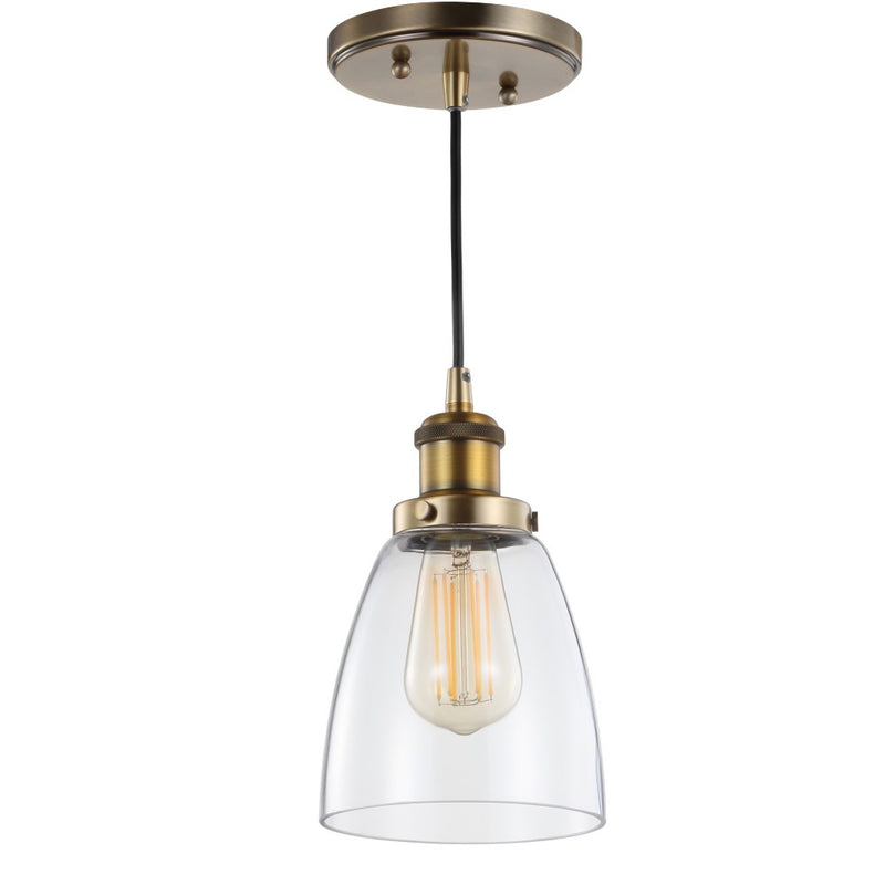 Cleo 5.5" Adjustable Metal/Glass LED Pendant - JONATHAN Y