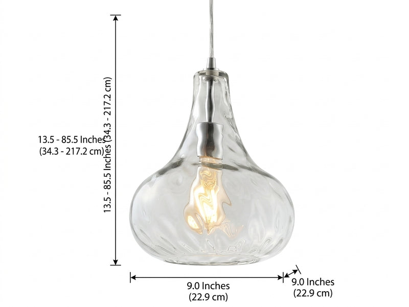 Ferano 9" Adjustable Metal/Glass LED Pendant Chrome – DIM