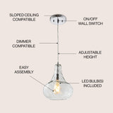 Ferano 9" Adjustable Metal/Glass LED Pendant - JONATHAN Y