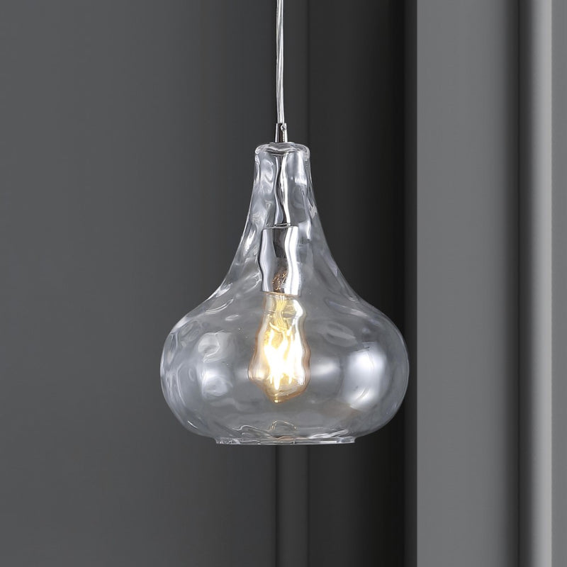 Ferano 9" Adjustable Metal/Glass LED Pendant - JONATHAN Y