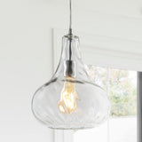 Ferano 9" Adjustable Metal/Glass LED Pendant - JONATHAN Y