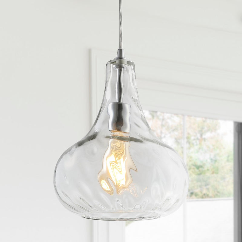 Ferano 9" Adjustable Metal/Glass LED Pendant - JONATHAN Y