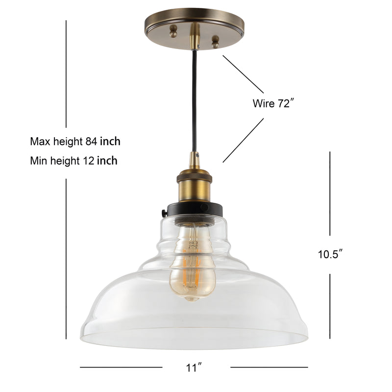 Litchfield 11" Farmhouse Metal/Glass LED Pendant - JONATHAN Y