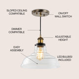 Litchfield 11" Farmhouse Metal/Glass LED Pendant - JONATHAN Y