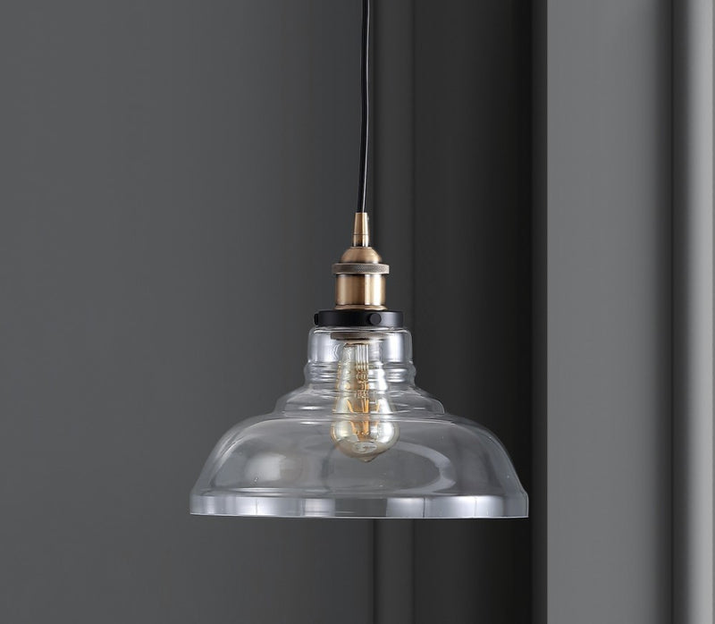 Litchfield 11" Farmhouse Metal/Glass LED Pendant - JONATHAN Y