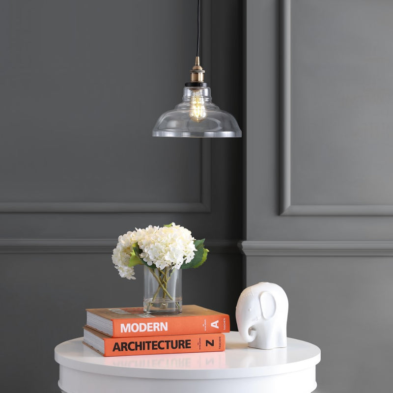 Litchfield 11" Farmhouse Metal/Glass LED Pendant - JONATHAN Y